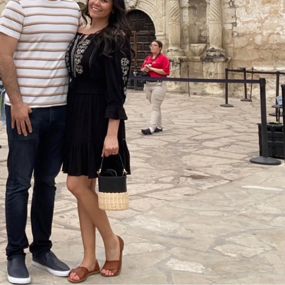 Vici Black and White Embroidered Off-Shoulder Dress - Picture 2 of 2